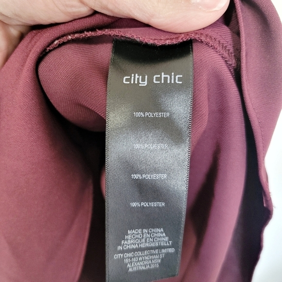 City Chic Women's Burgundy Short Sleeve Bow & Tie Dress Size XXL/24 - Picture 8 of 10